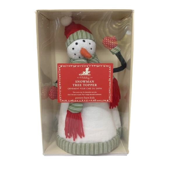 Pottery Barn Kids Snowman Christmas Tree Topper Felt Fabric Old Fashioned in Box - Picture 2 of 15
